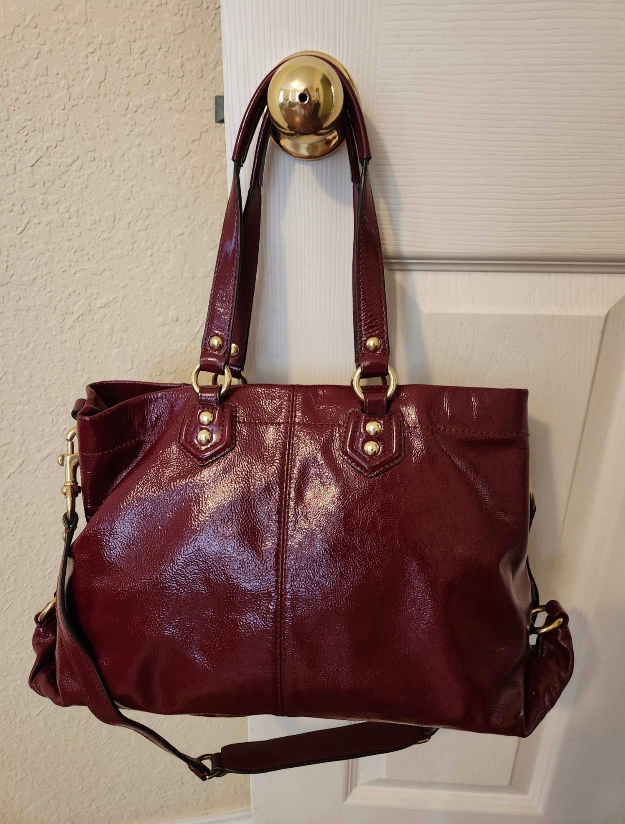Vintage red leather coach bag