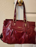 Vintage red leather coach bag