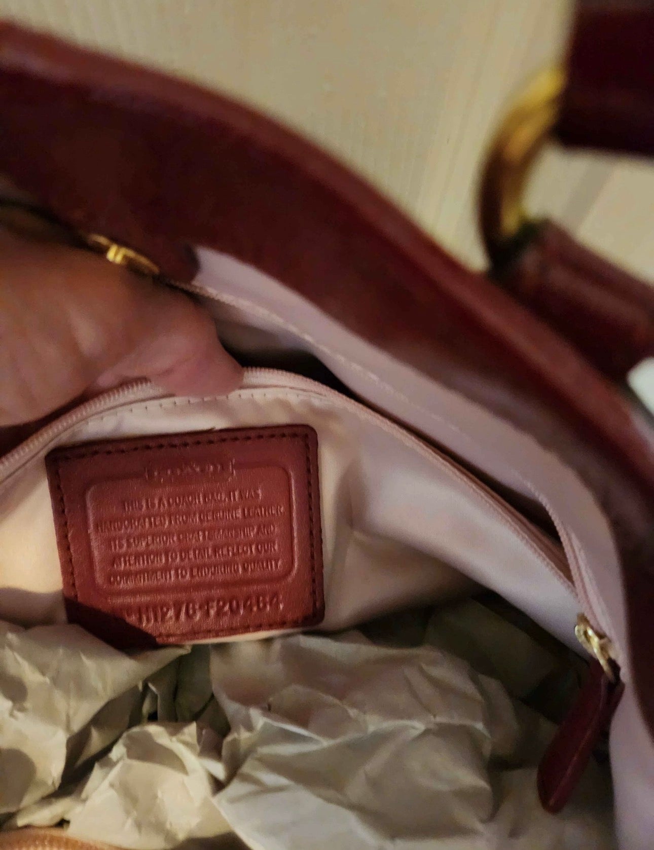 Vintage red leather coach bag
